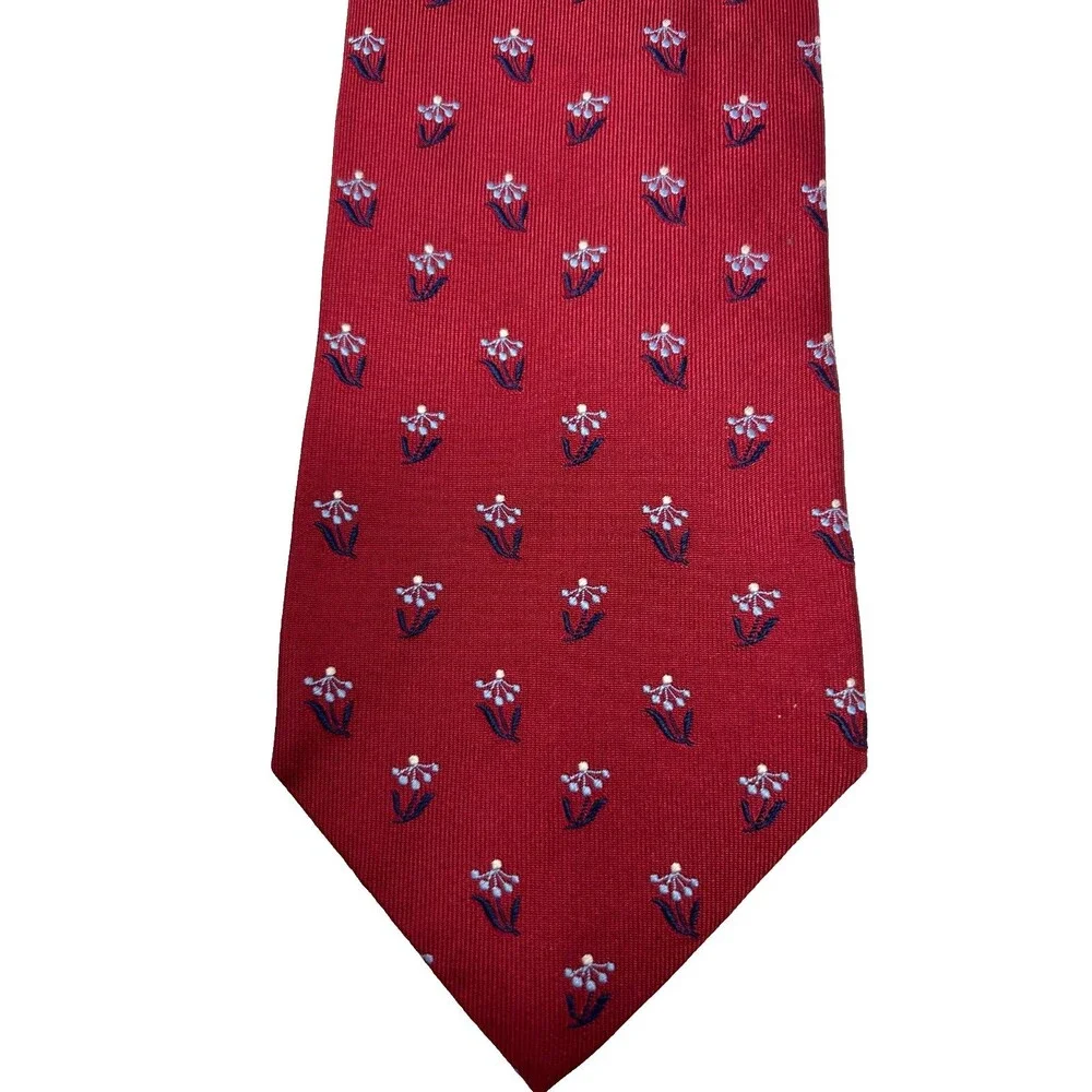 Ermenegildo Zegna Red Floral Silk Tie 61.75
